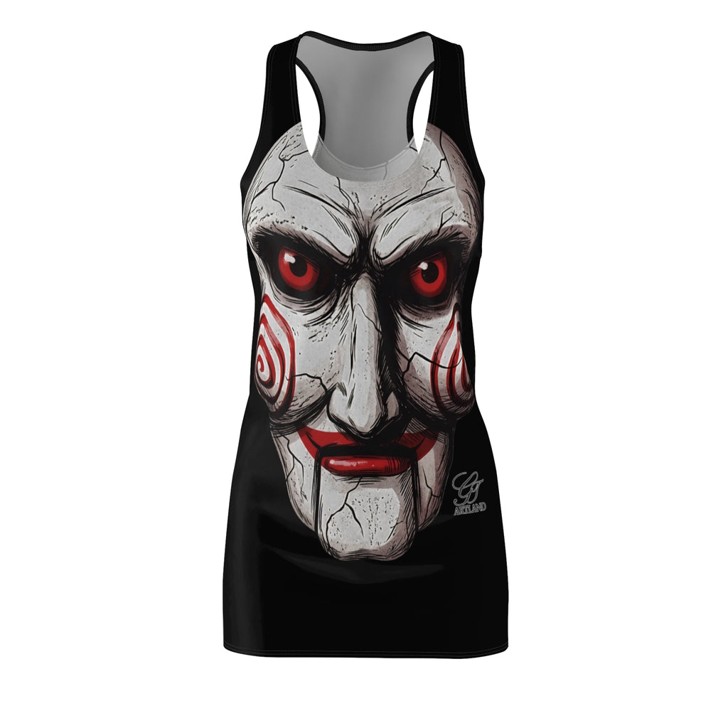 Spooky Cracked Mask Evil Dummy Halloween Dark Horror Designer Dress | Racerback  by GT Artland