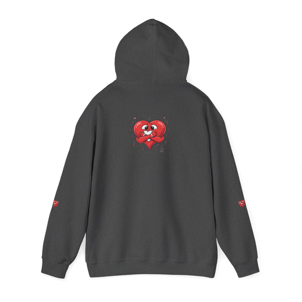 Graphic Heart Unisex Heavy Blend Hooded Sweatshirt | Red Heart Cartoon Sweatshirt