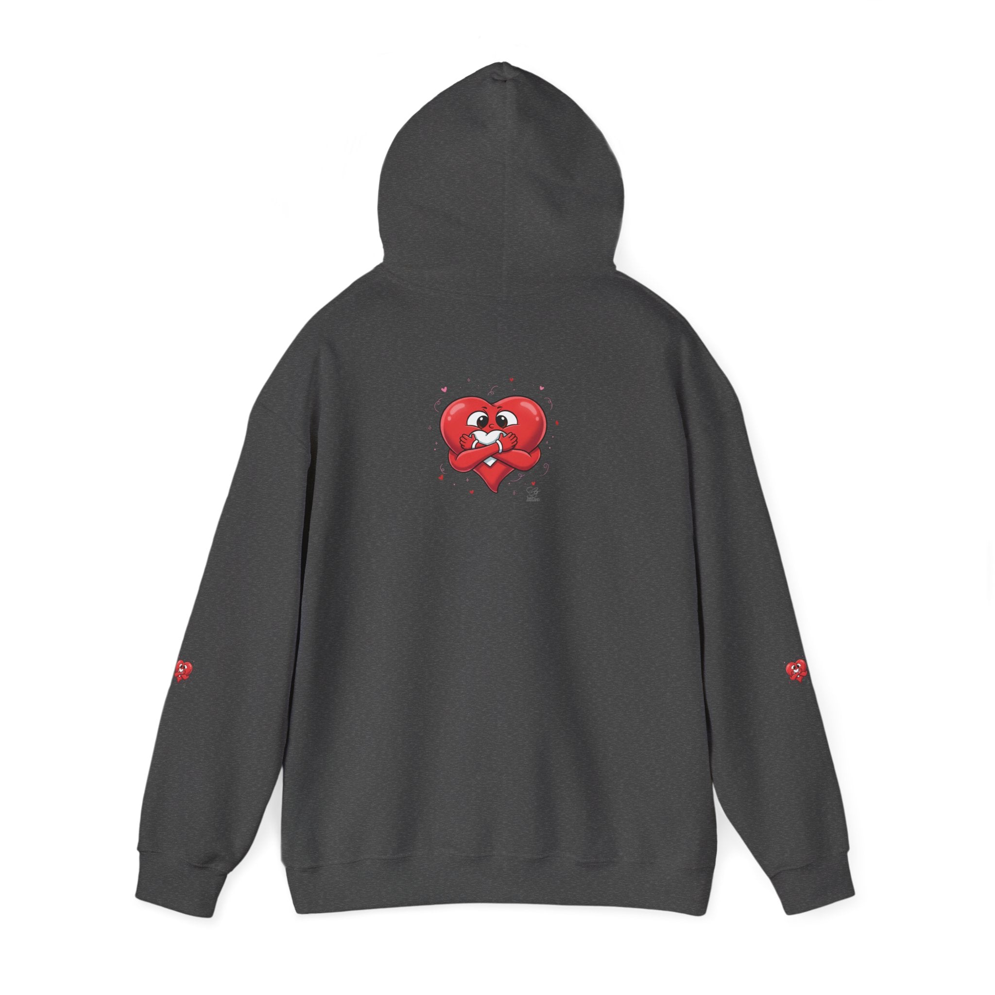 Graphic Heart Unisex Heavy Blend Hooded Sweatshirt | Red Heart Cartoon Sweatshirt