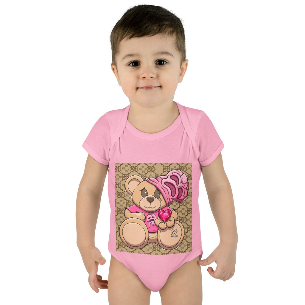 Pink Heart Teddy Bear Infant Bodysuit by GT Artland