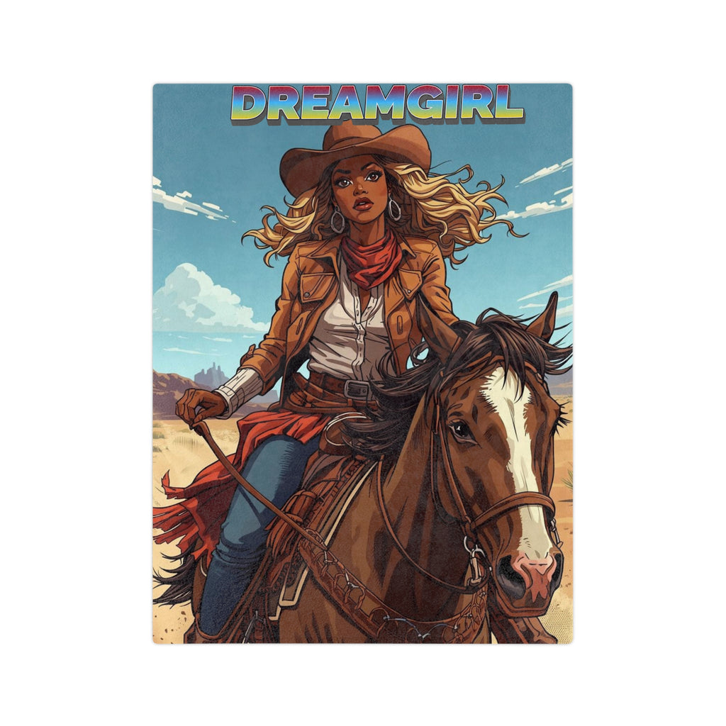 Western Dreamgirl Cowgirl on Horse Velveteen Blanket - Microfiber Throw