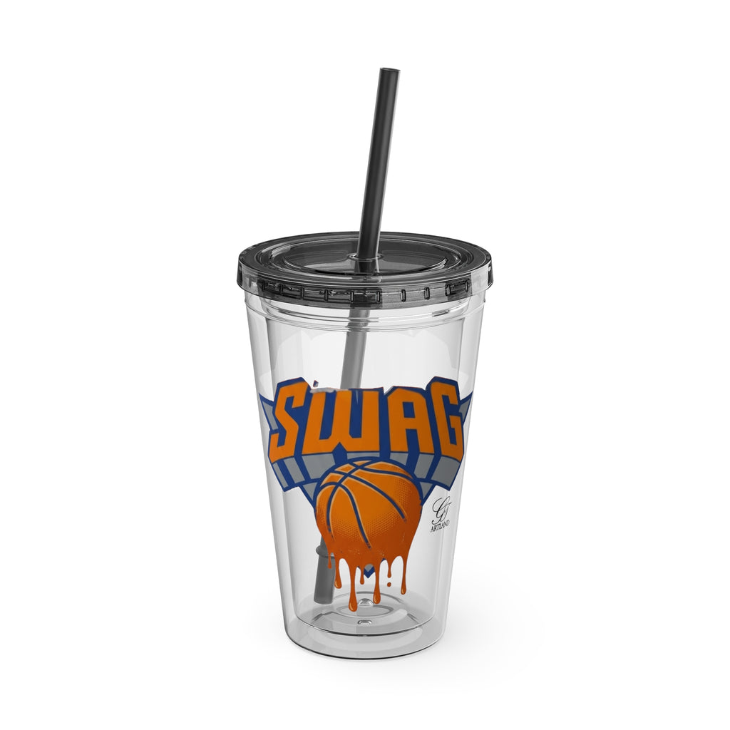 Dripping Basketball SWAG Tumbler | 16oz Clear Cup with Straw by GT Artland
