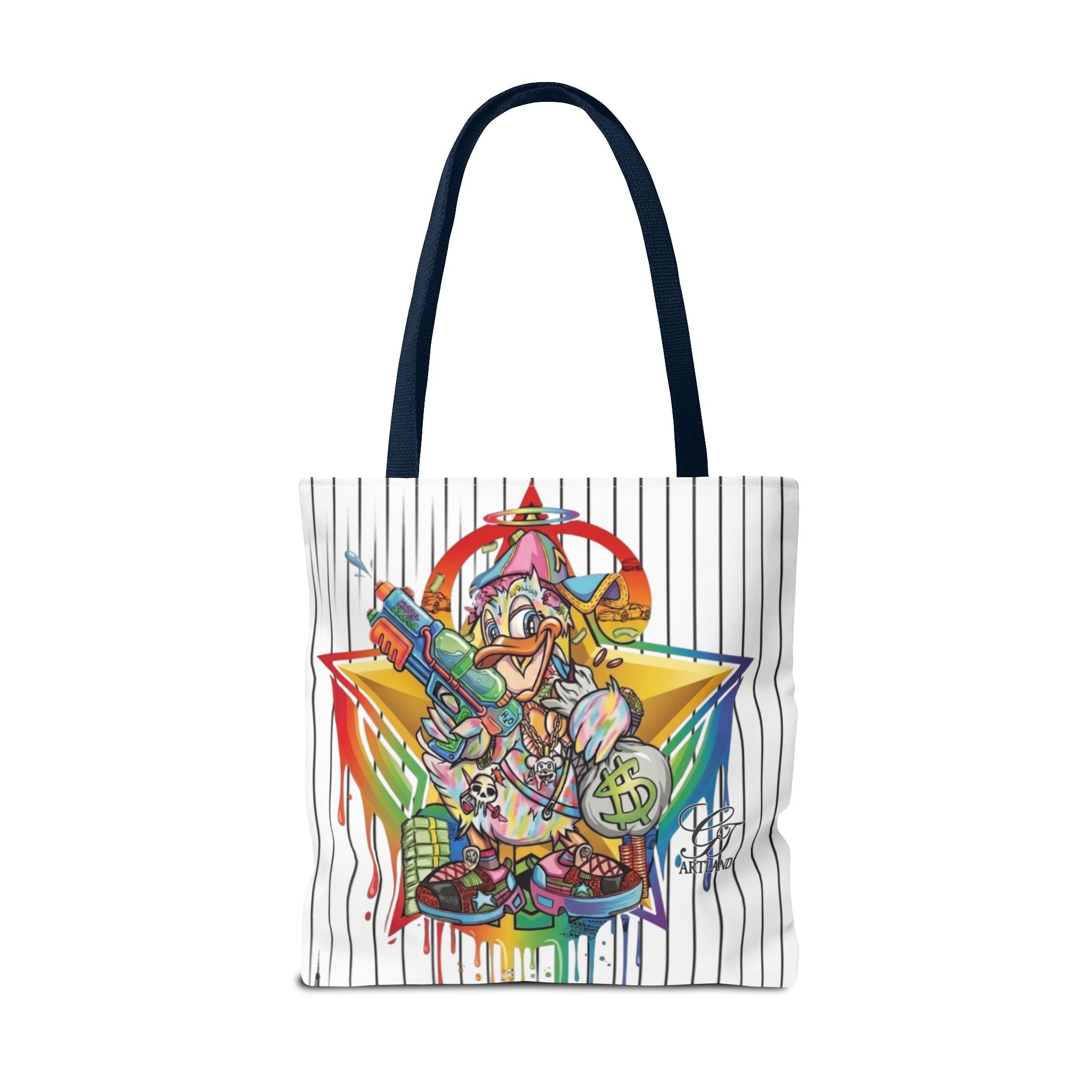 Graffiti Duck Urban Colorful Drip Tote Bag — Colorful Street Art by GT Artland