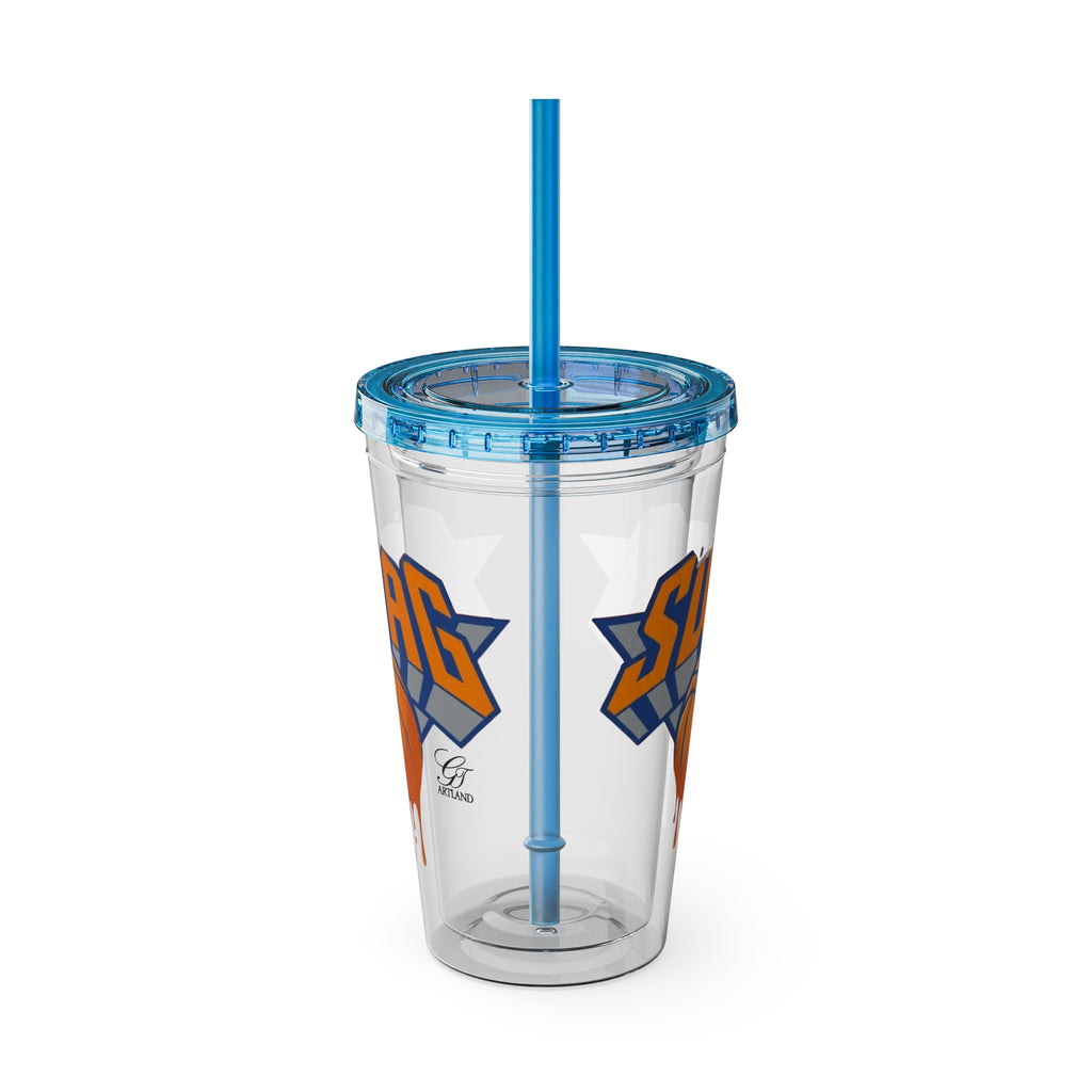 Dripping Basketball SWAG Tumbler | 16oz Clear Cup with Straw by GT Artland