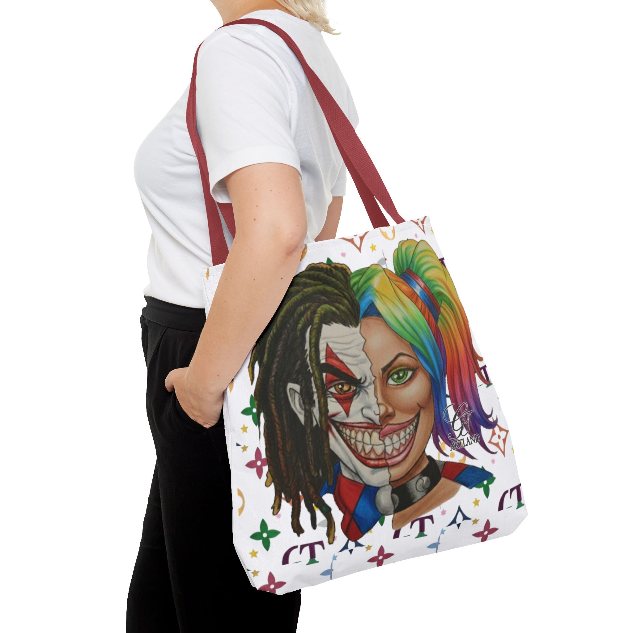 Two Faced Clown Couple Face Tote Bag – Urban Duo Swag by GT Artland