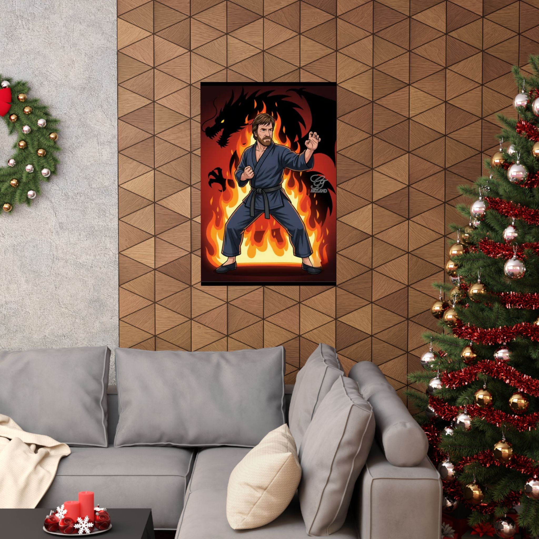 Martial Arts Master Poster | Matte Vertical Poster, Karate Dragon Flames