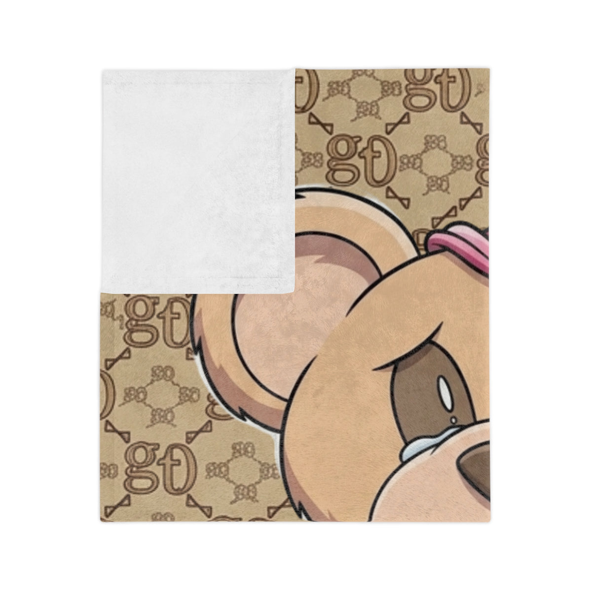 Pink Drippy Teddy Holding Heart Blanket | Designer Pattern Background by GT Artland