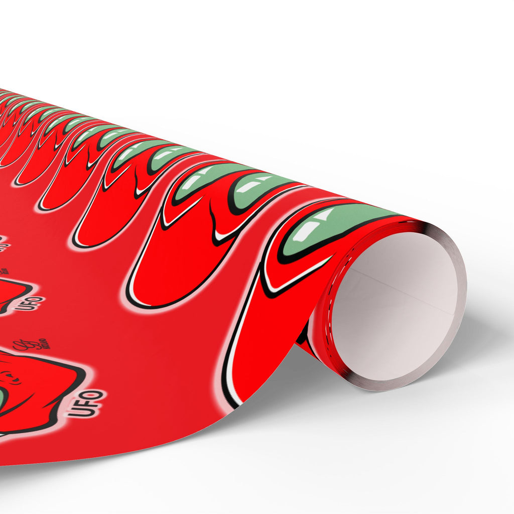 Red Alien UFO Sci‑Fi Gift Wrap