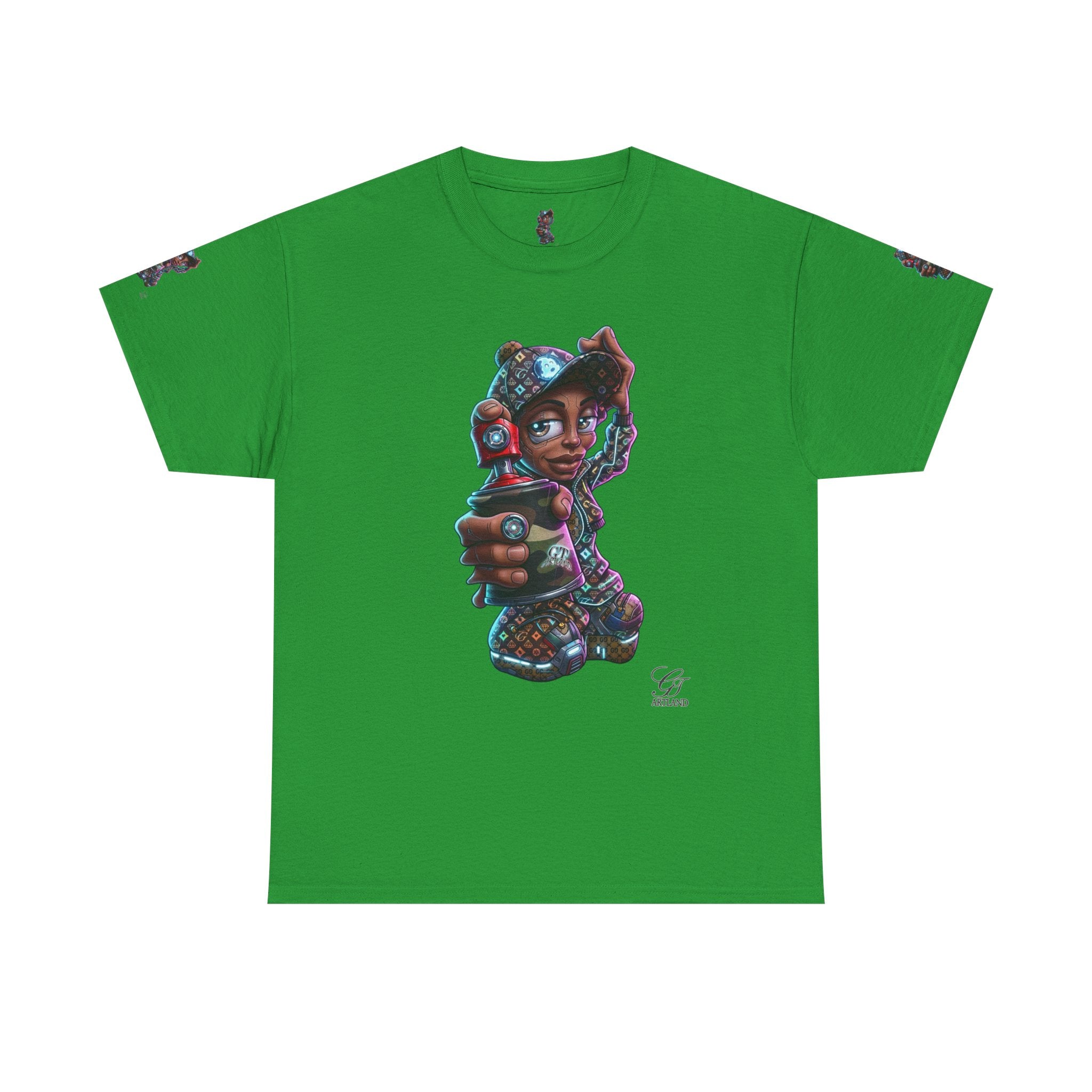 Ebony Futuristic Urban Spray Can Kid Gamer Tee - Cute Streetwear Graphic T-Shirt by GT Artland