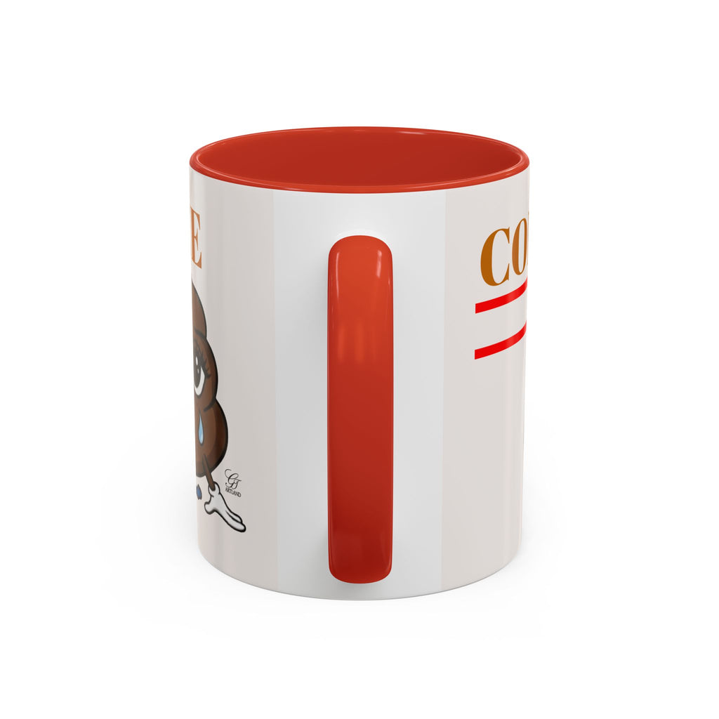 Coffee Mug — Sad Coffee Poop Emoji Designer Toon Accent Mug (11/15oz) by GT Artland