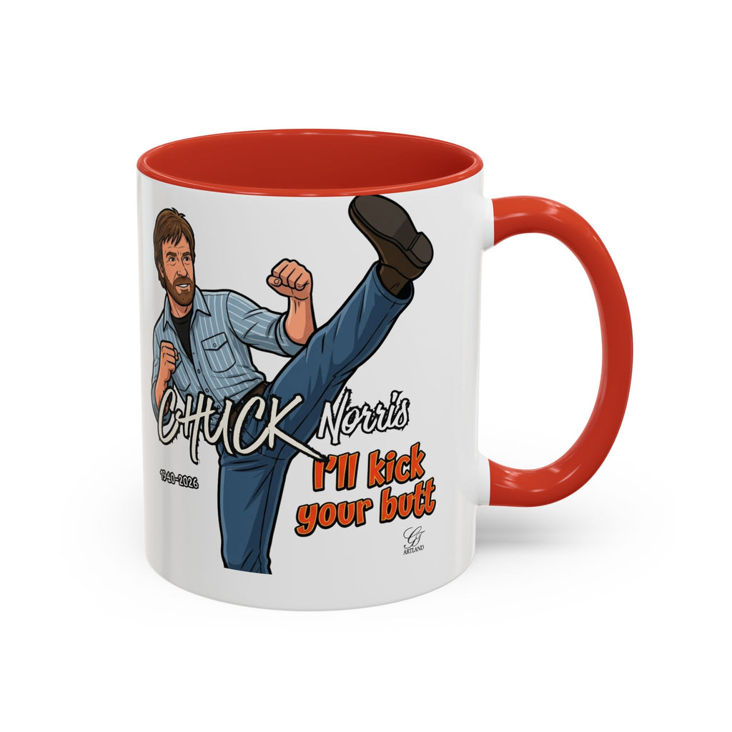Martial Arts Chuck Norris Kick Butt Humor Character Mug | Accent Coffee Mug by GT Artland
