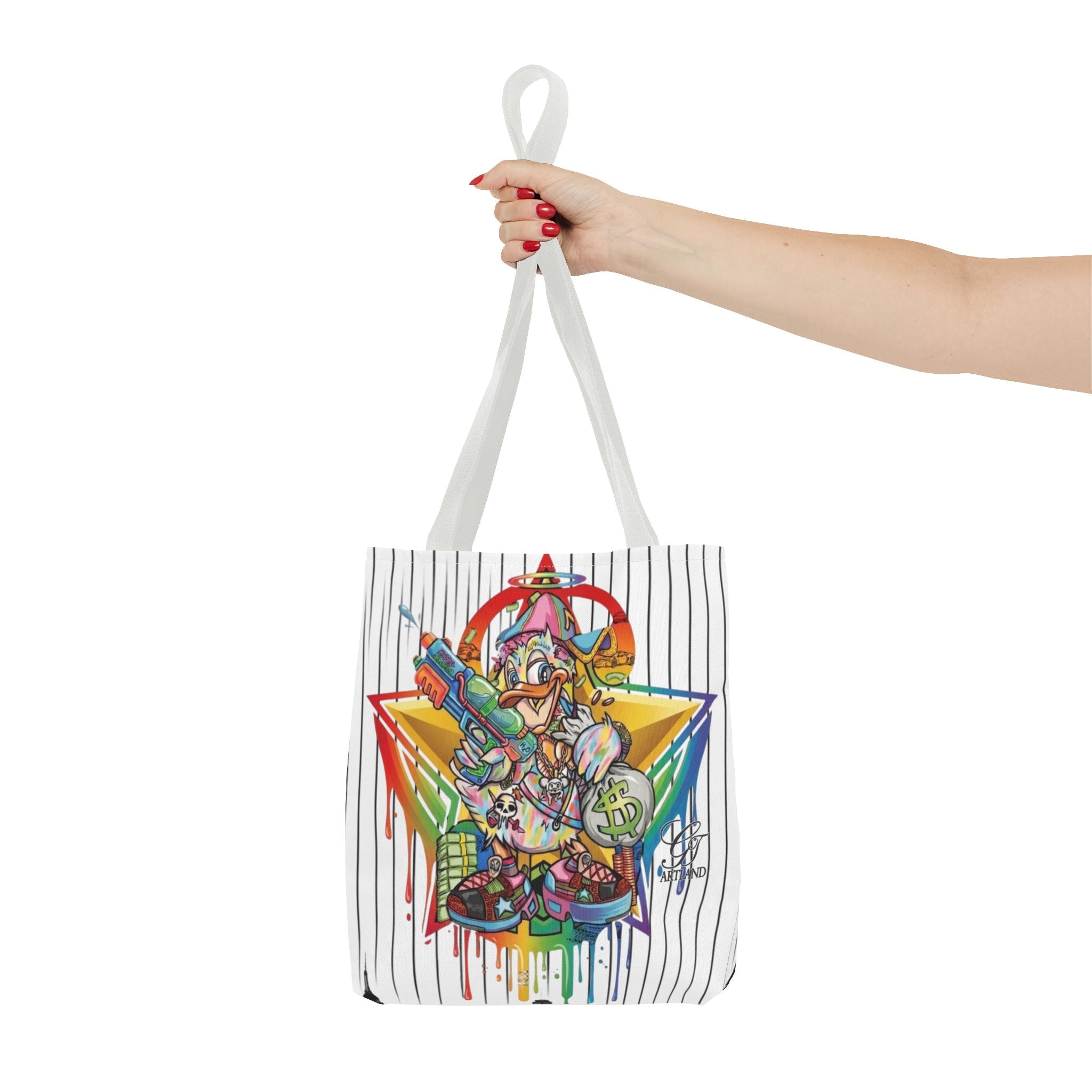 Graffiti Duck Urban Colorful Drip Tote Bag — Colorful Street Art by GT Artland