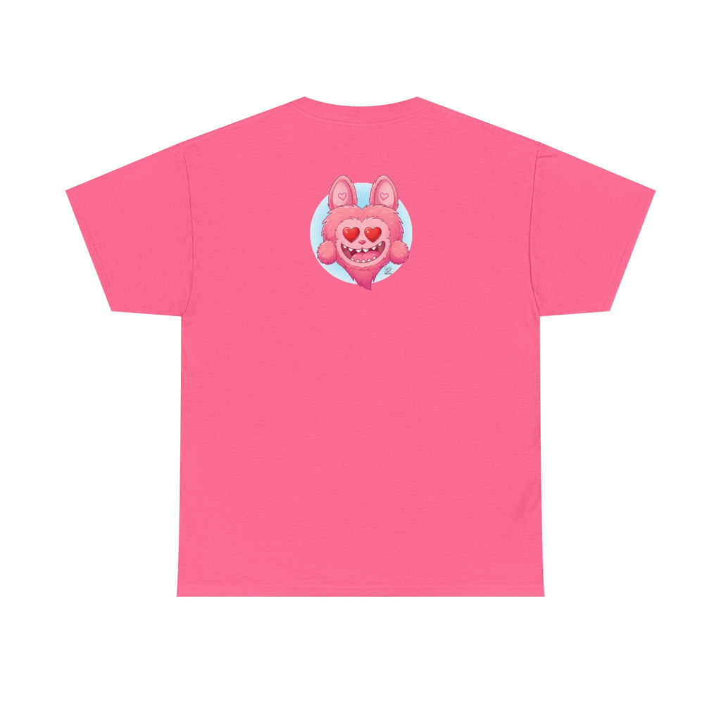 Pink Heart-Eyed Monster T-Shirt | Cute Fuzzy Creature by GT Artland