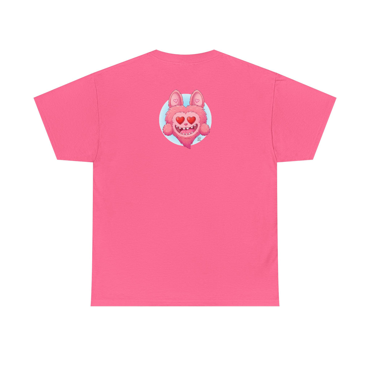 Pink Heart-Eyed Monster T-Shirt | Cute Fuzzy Creature by GT Artland