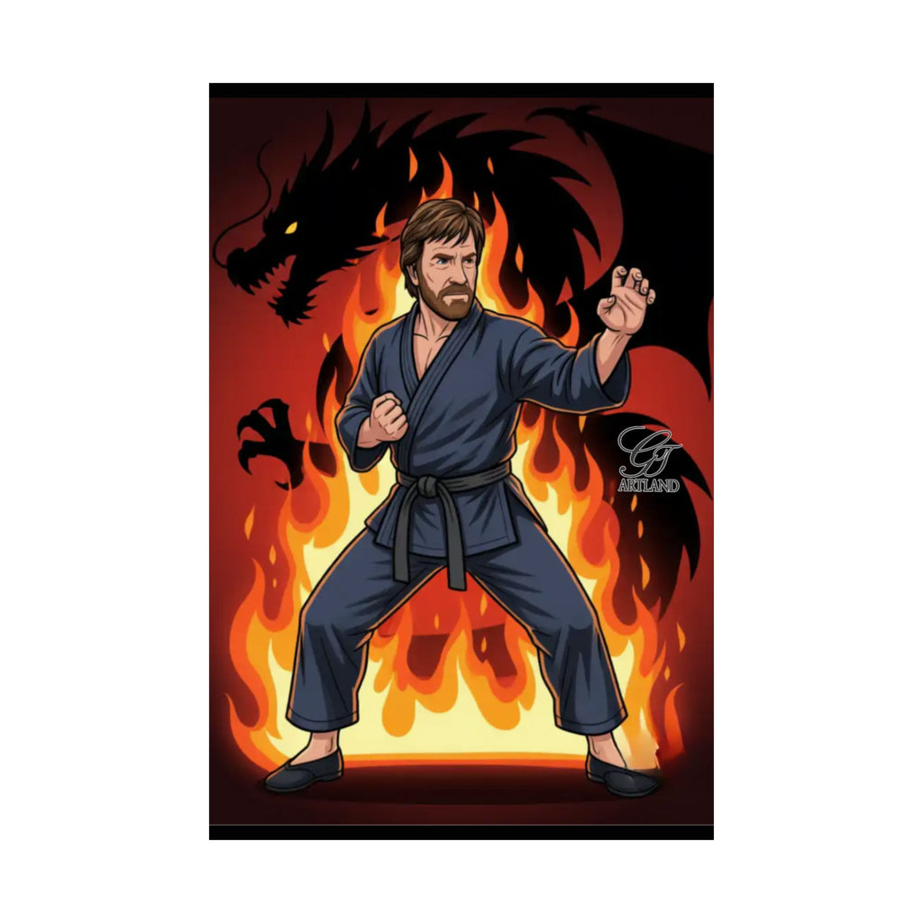 Martial Arts Master Poster | Matte Vertical Poster, Karate Dragon Flames