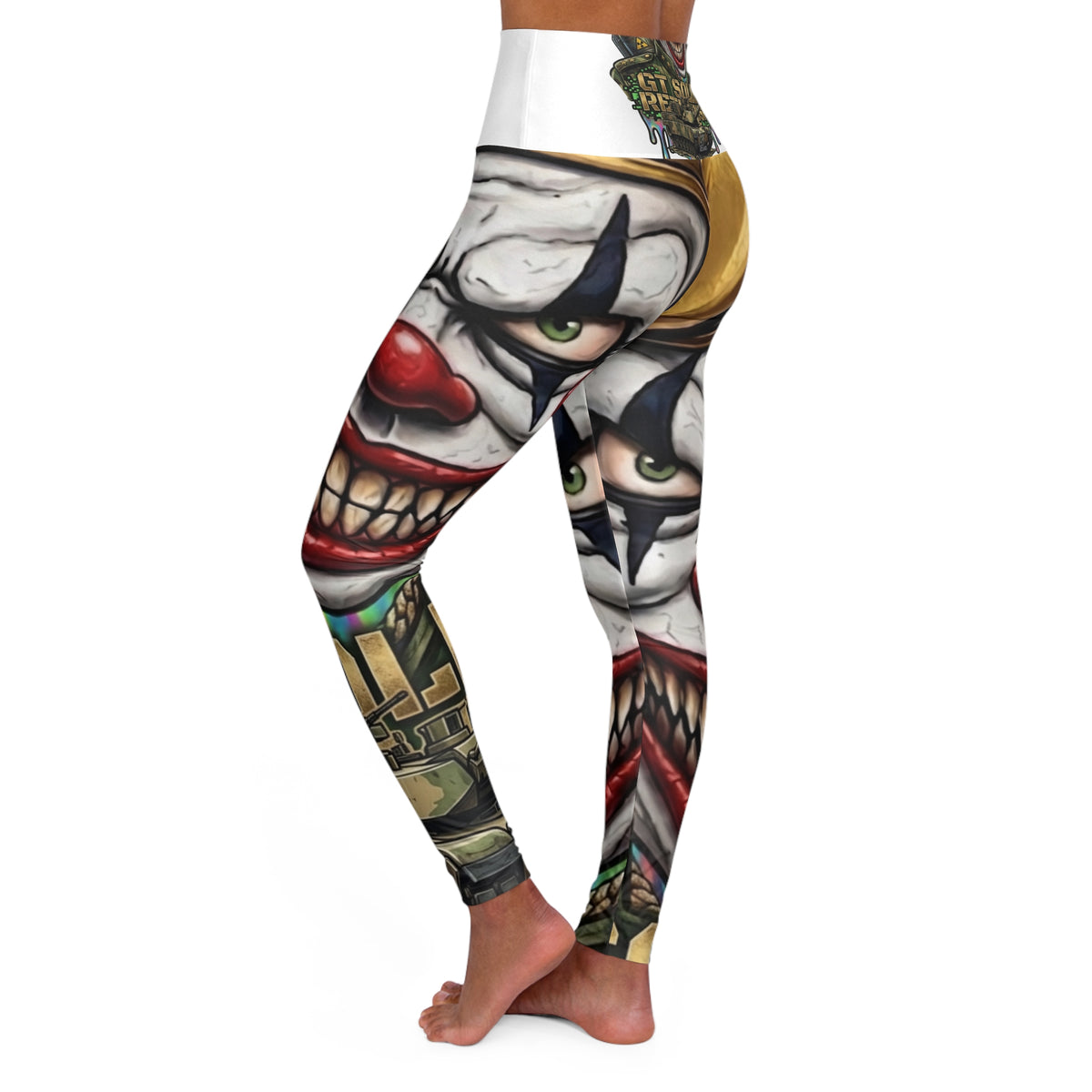 Killa Klown Scary Grinning Clown Leggings | High Waisted Yoga Leggings by GT Artland