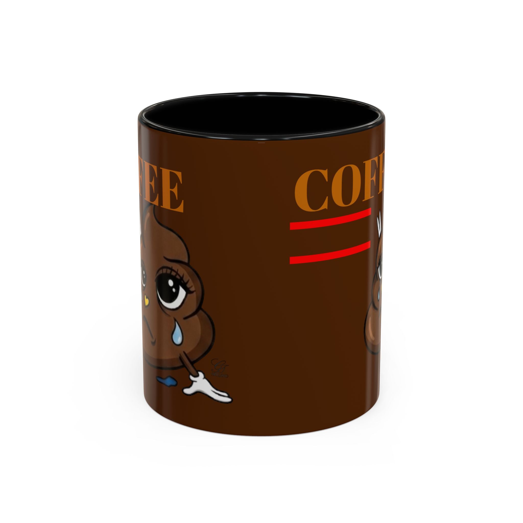 Coffee Mug — Cute Crying Poop Character "Coffee = Pooo" Accent Ceramic Mug by GT Artland