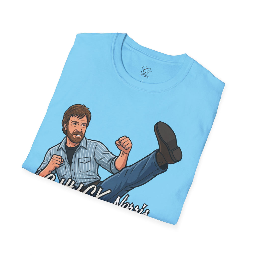 Chuck Norris Kick Illustration T-Shirt | I'll Kick Your Butt text by GT Artland