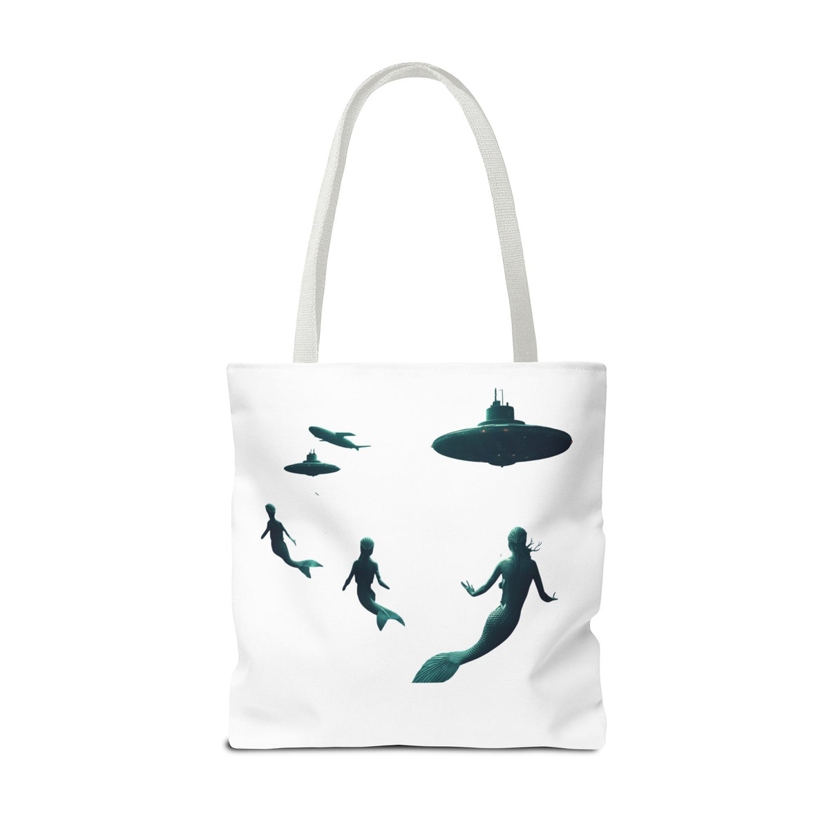 Ocean Inspired Mermaid UFOs Tote Bag With A Underwater Alien Scene