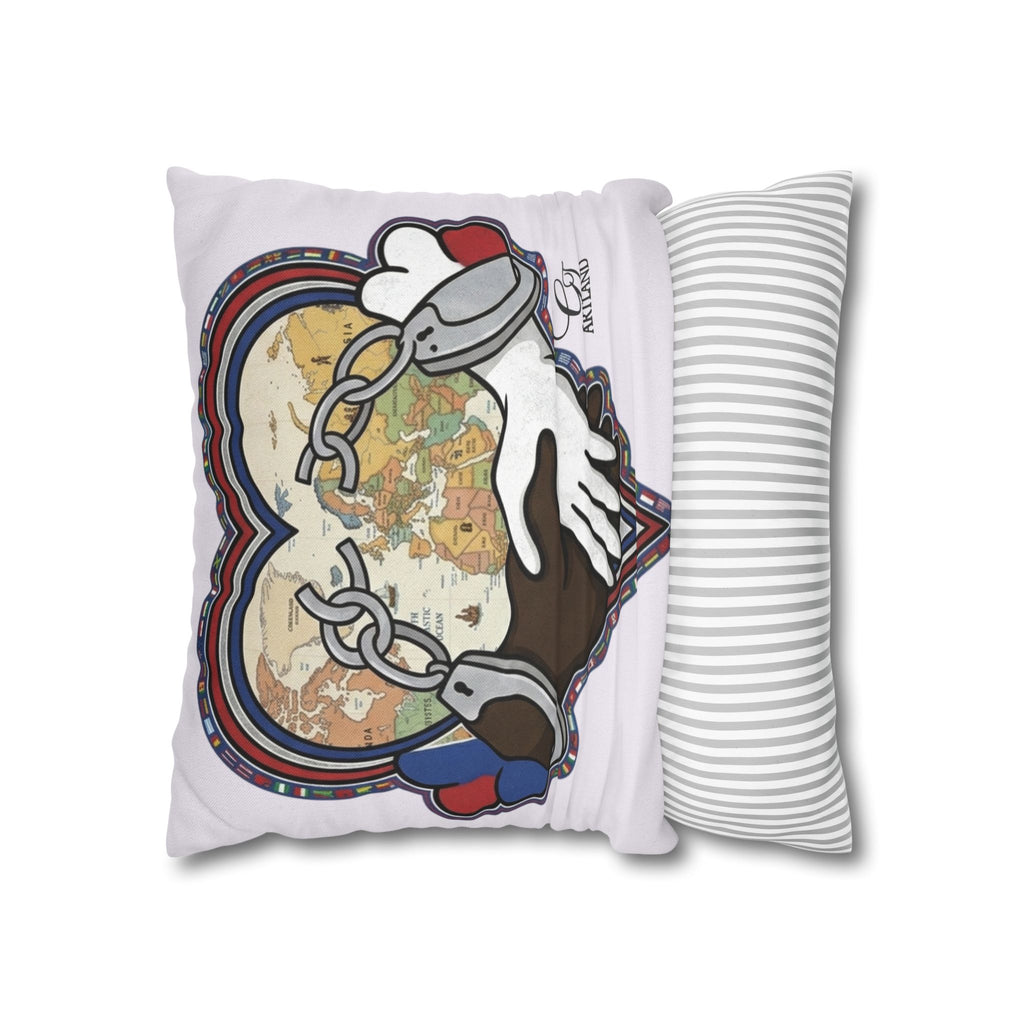Interracial Handshake Heart Pillowcase | Decorative Throw Pillowcase by GT Artland