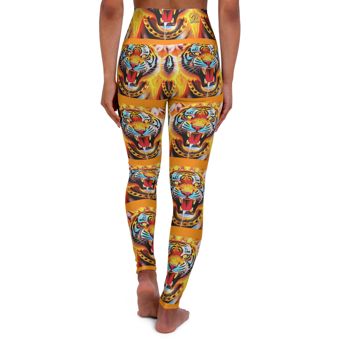 Tiger Monogram Fire King High Waisted Yoga Leggings by GT Artland