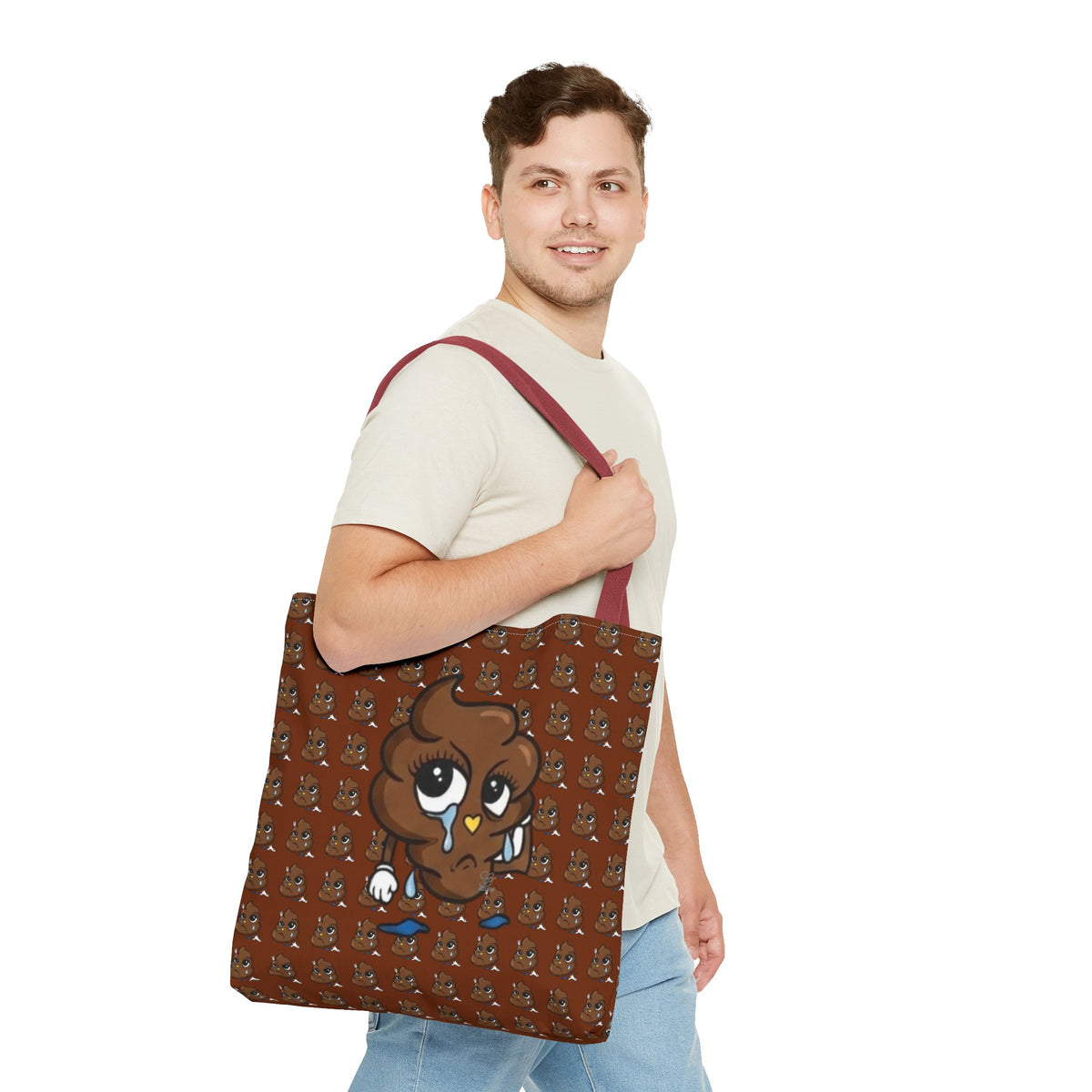 Glizzee Cute Poop Character Tote Bag | All Over Print Cartoon Pattern by GT Artland