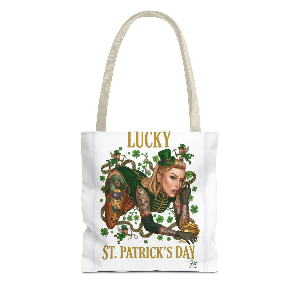 "Lucky" St Patrick's Day Tattoo Hot Sexy Vixen Designer Tote Bag by GT Artland