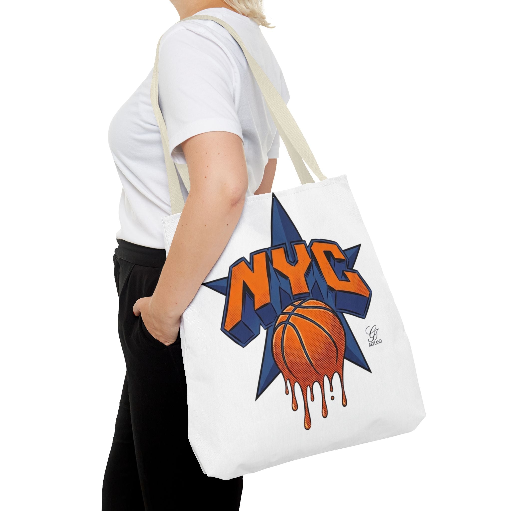 NYC Dripping Basketball Tote Bag | City Basketball Design by GT Artland