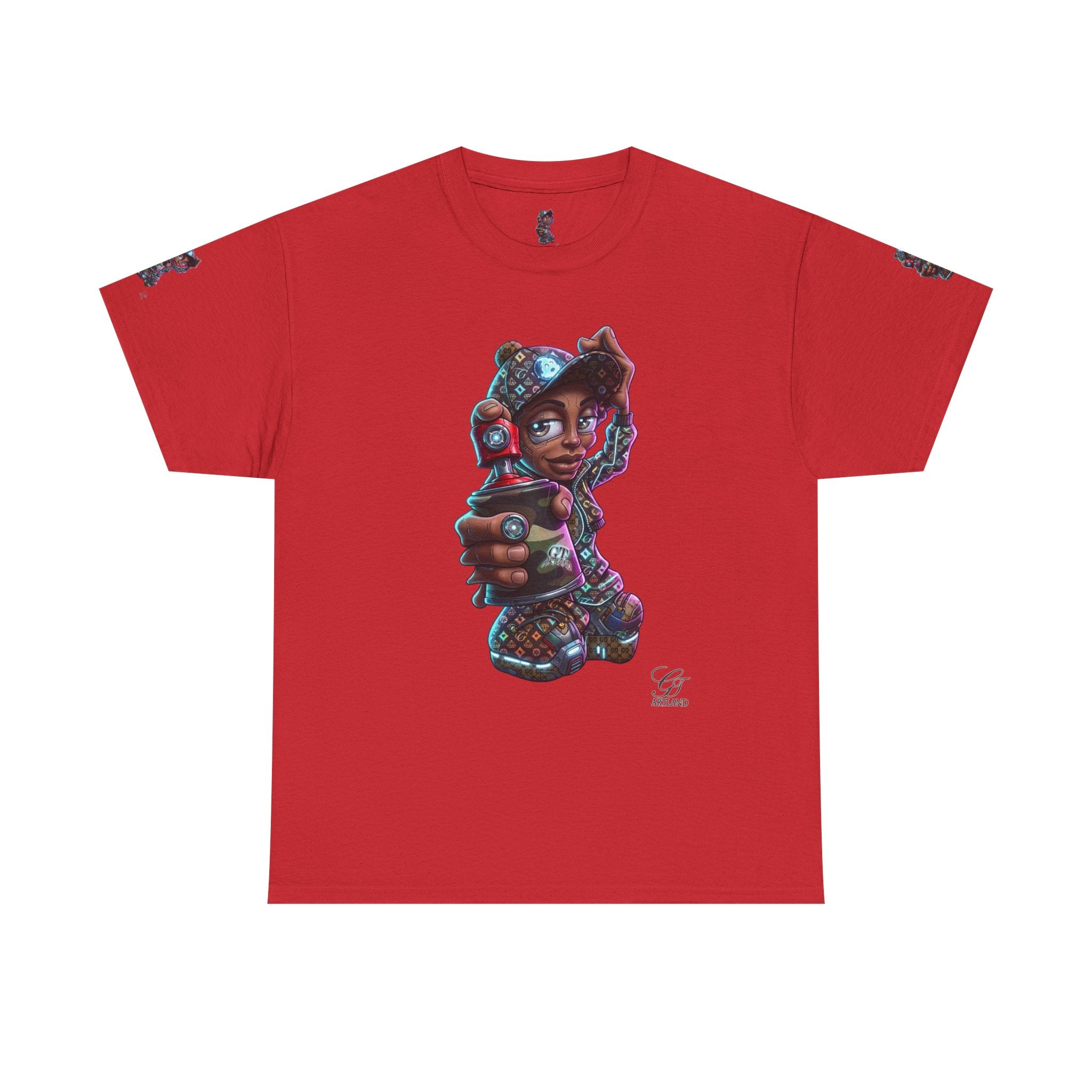 Ebony Futuristic Urban Spray Can Kid Gamer Tee - Cute Streetwear Graphic T-Shirt by GT Artland