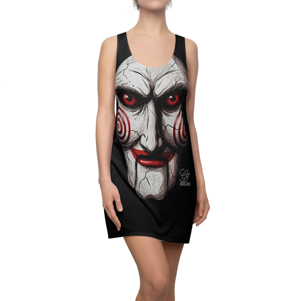 Spooky Cracked Mask Evil Dummy Halloween Dark Horror Designer Dress | Racerback  by GT Artland