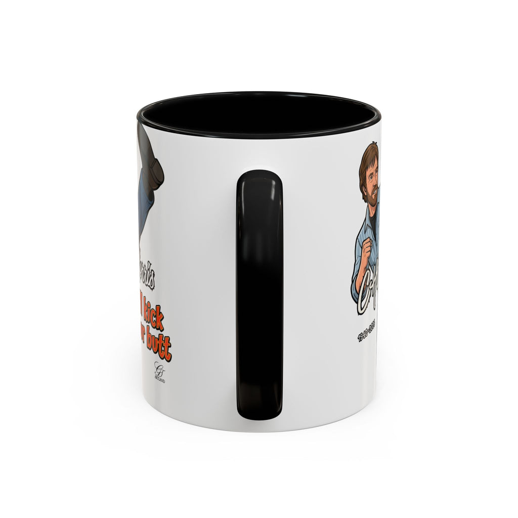 Martial Arts Chuck Norris Kick Butt Humor Character Mug | Accent Coffee Mug by GT Artland