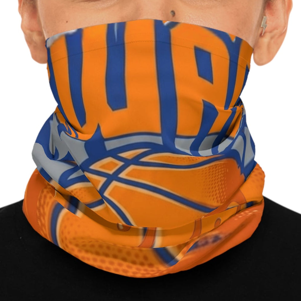 Basketball Swag Neck Gaiter — Dripping Orange Hoop Face Mask by GT Artland