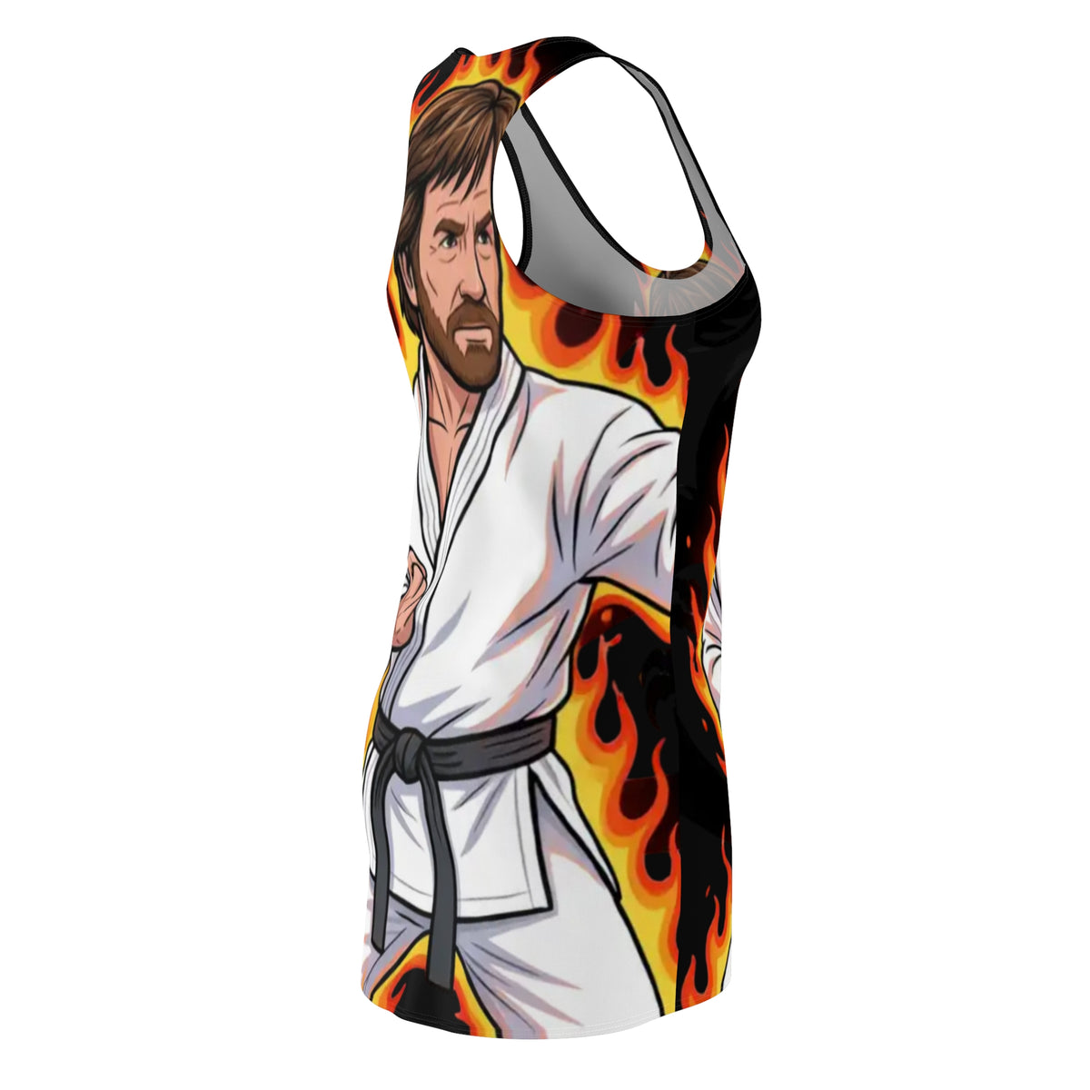 Martial Arts Chuck Norris Master Racerback Dress | Karate Flame Illustration by GT Artland