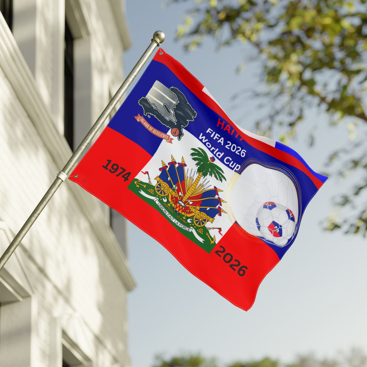 2026 World Cup Haitian Double Sided Football Flag | Soccer Flag