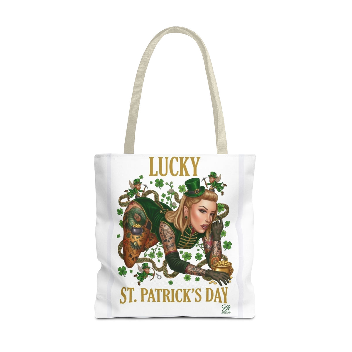 "Lucky" St Patrick's Day Tattoo Hot Sexy Vixen Designer Tote Bag by GT Artland