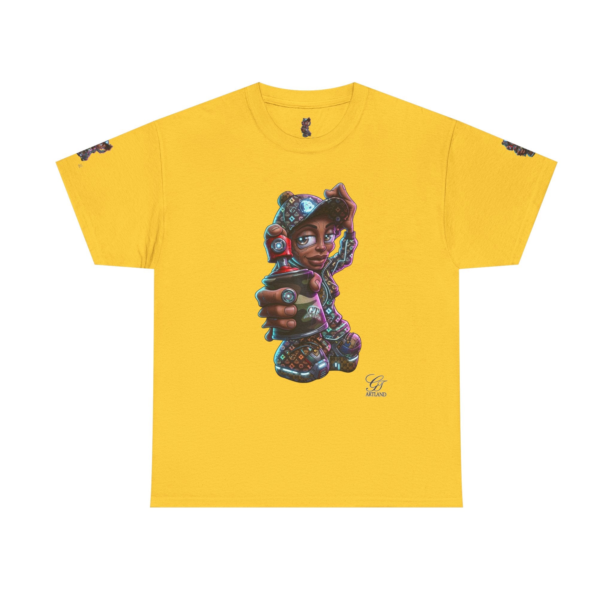 Ebony Futuristic Urban Spray Can Kid Gamer Tee - Cute Streetwear Graphic T-Shirt by GT Artland
