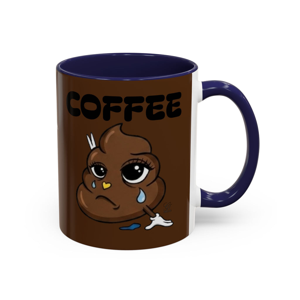 Coffee Mug — Cute Crying Poop Emoji 'COFFEE' Accent Ceramic Mug (11/15 oz) by GT Artland