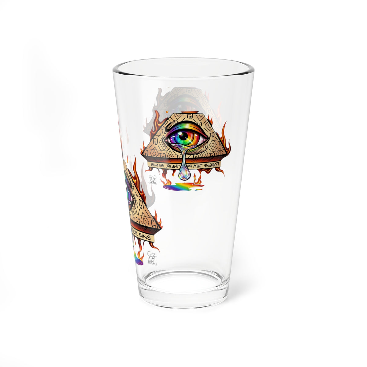 All-Seeing Rainbow Eye Pint Glass | 16oz Mixing Glass