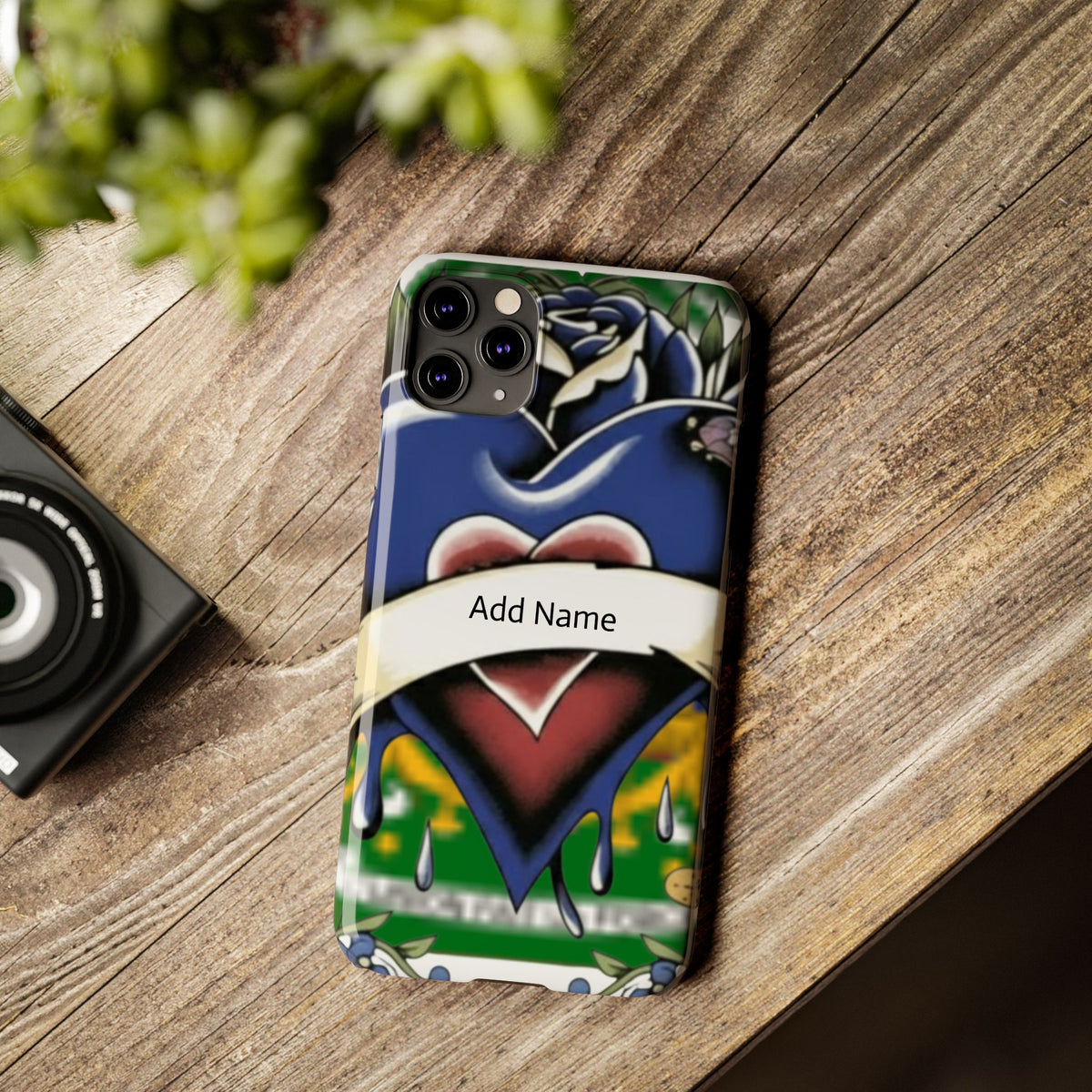 Blue Rose Garden Urban Styled Illustration Slim Phone Case |  by GT Artland
