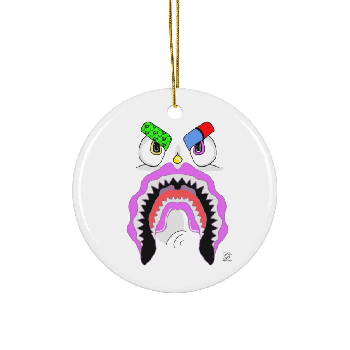 Colorful Shark-Mouth Face Holiday Decoration Ornament by GT Artland