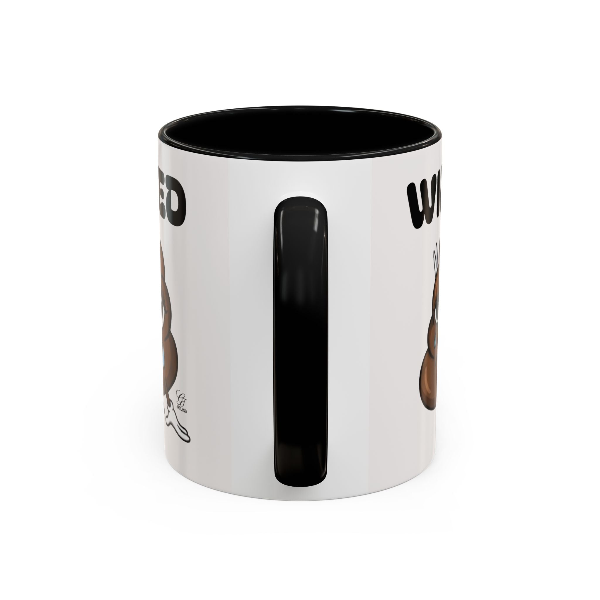 Wired Coffee Mug — Funny Poop Emoji Design Accent Mug (11/15 oz) by GT Artland