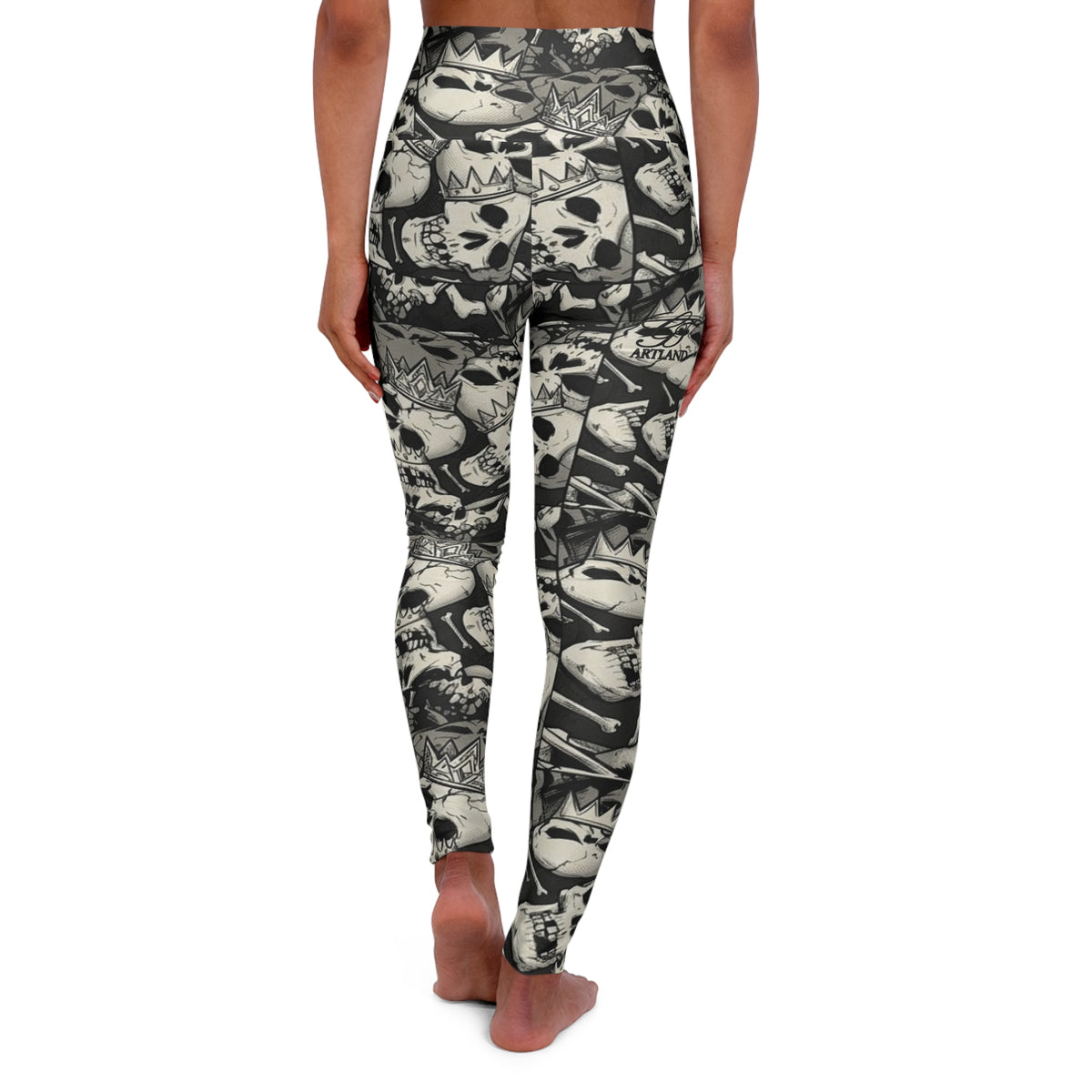 Skull and Bone Designer High Fashion Gothic Black & White Leggings by GT Artland