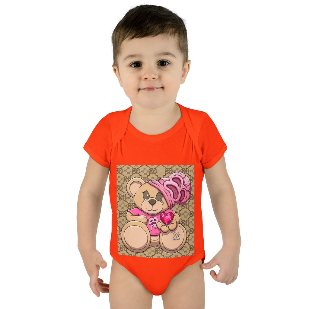 Pink Heart Teddy Bear Infant Bodysuit by GT Artland