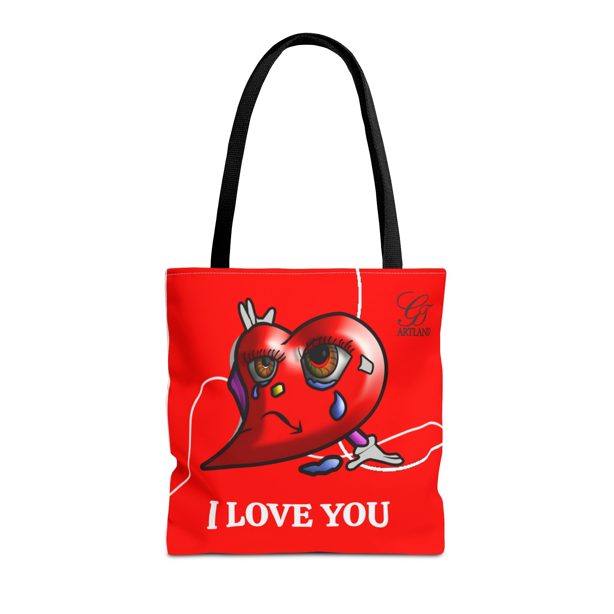 I Love You Red Heart Tote Bag — Cute Sad Heart Illustration Sorry Gift by GT Artland