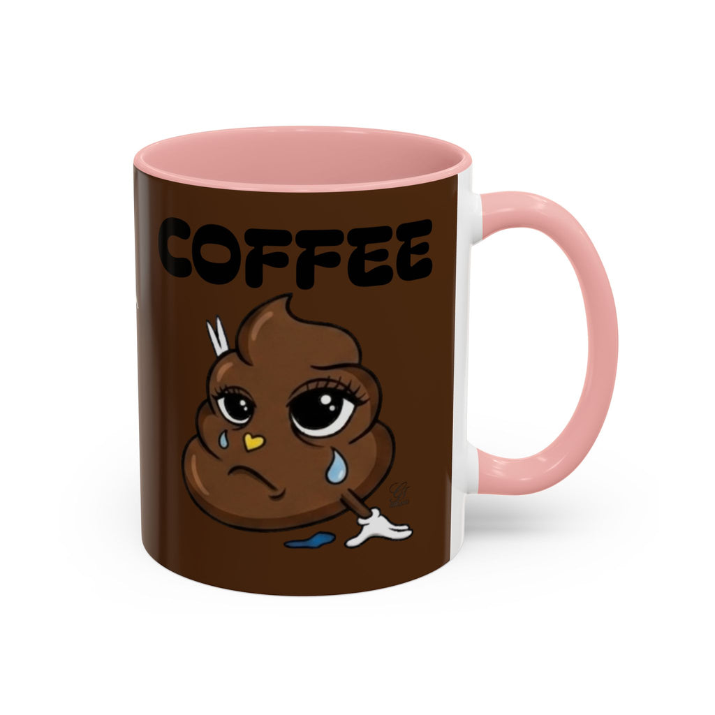 Coffee Mug — Cute Crying Poop Emoji 'COFFEE' Accent Ceramic Mug (11/15 oz) by GT Artland
