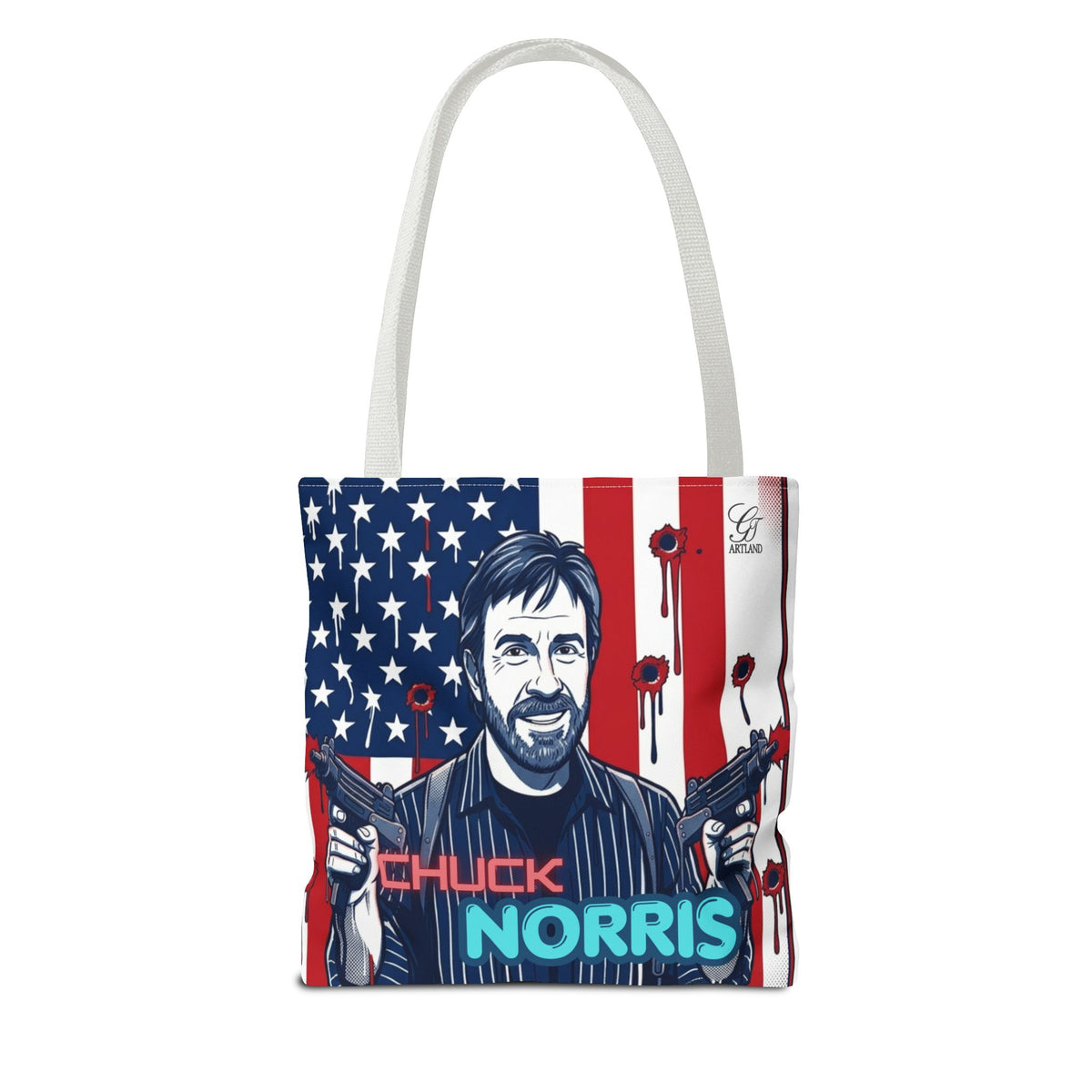 Patriotic Action Designer Edition Hero Tote Bag — 'Chuck Norris' Graphic by GT Artland
