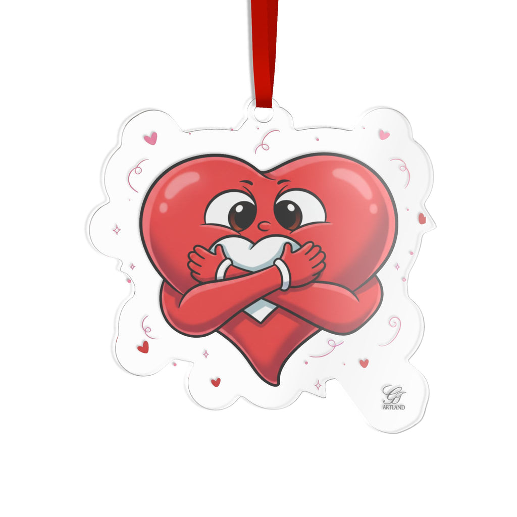 Hugging Heart Custom Cut Acrylic Ornament by GT Artland