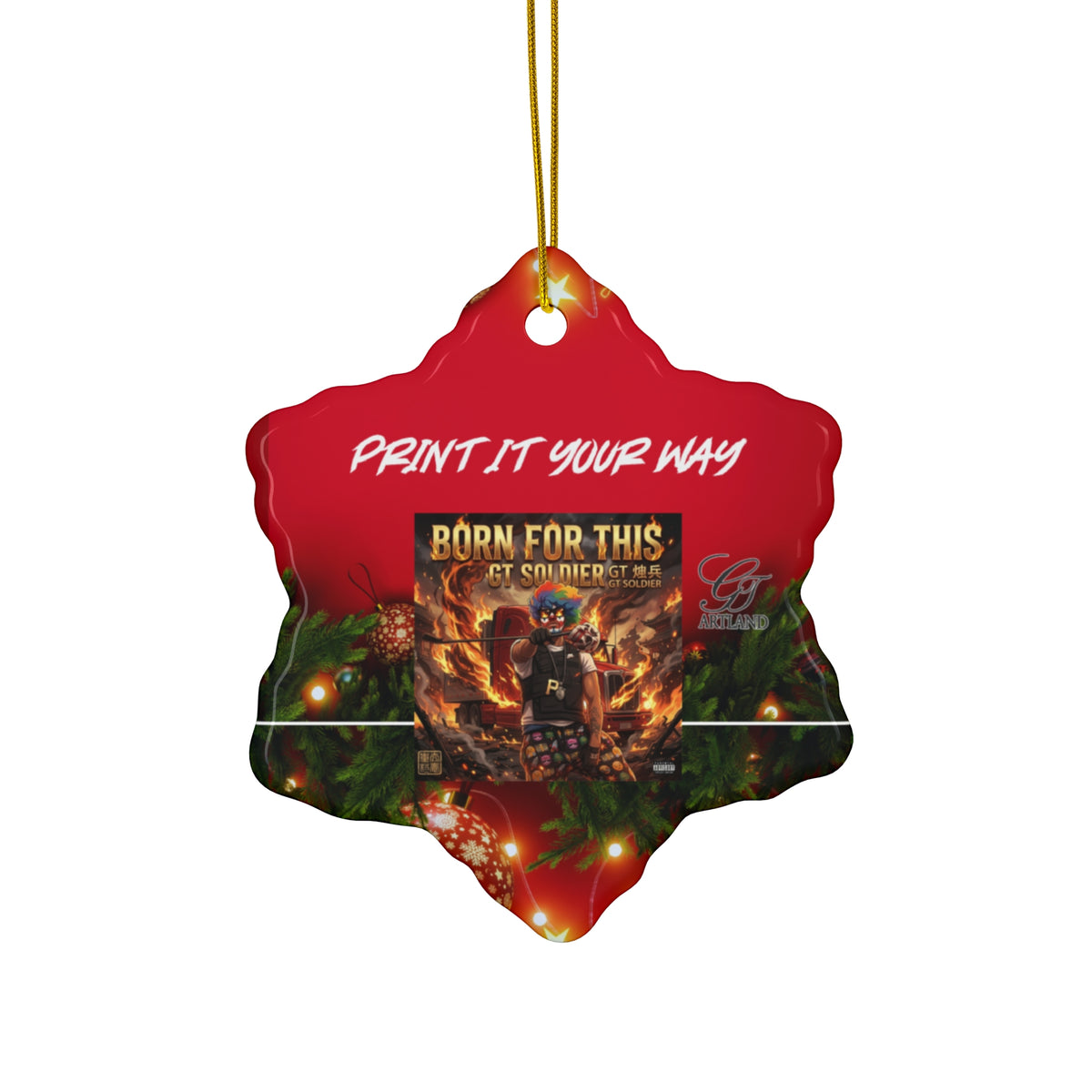 Ceramic Ornament - "Print It Your Way" Custom Round Holiday Keepsake by GT Artland