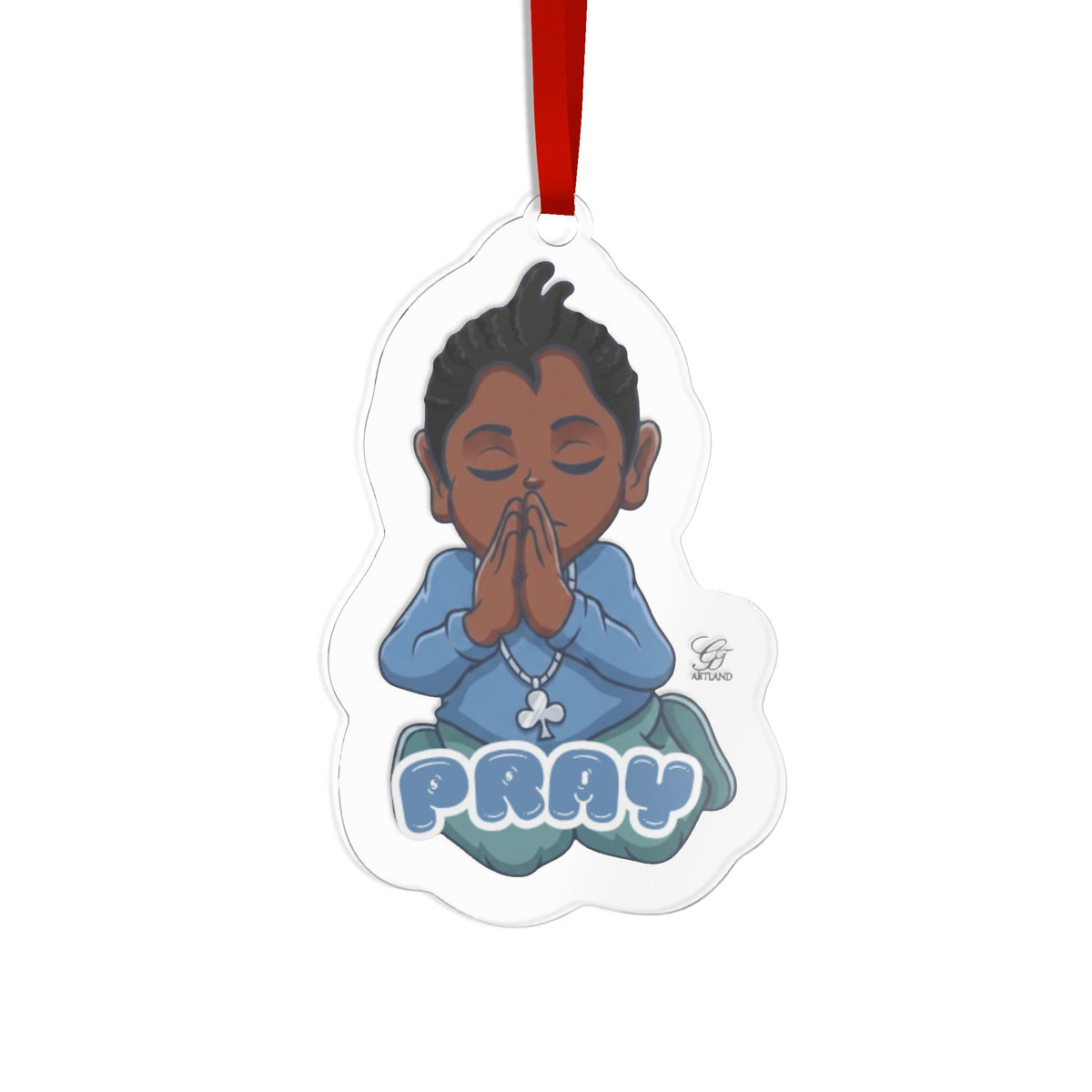 Pray Boy Custom Cut Acrylic Ornament by GT Artland