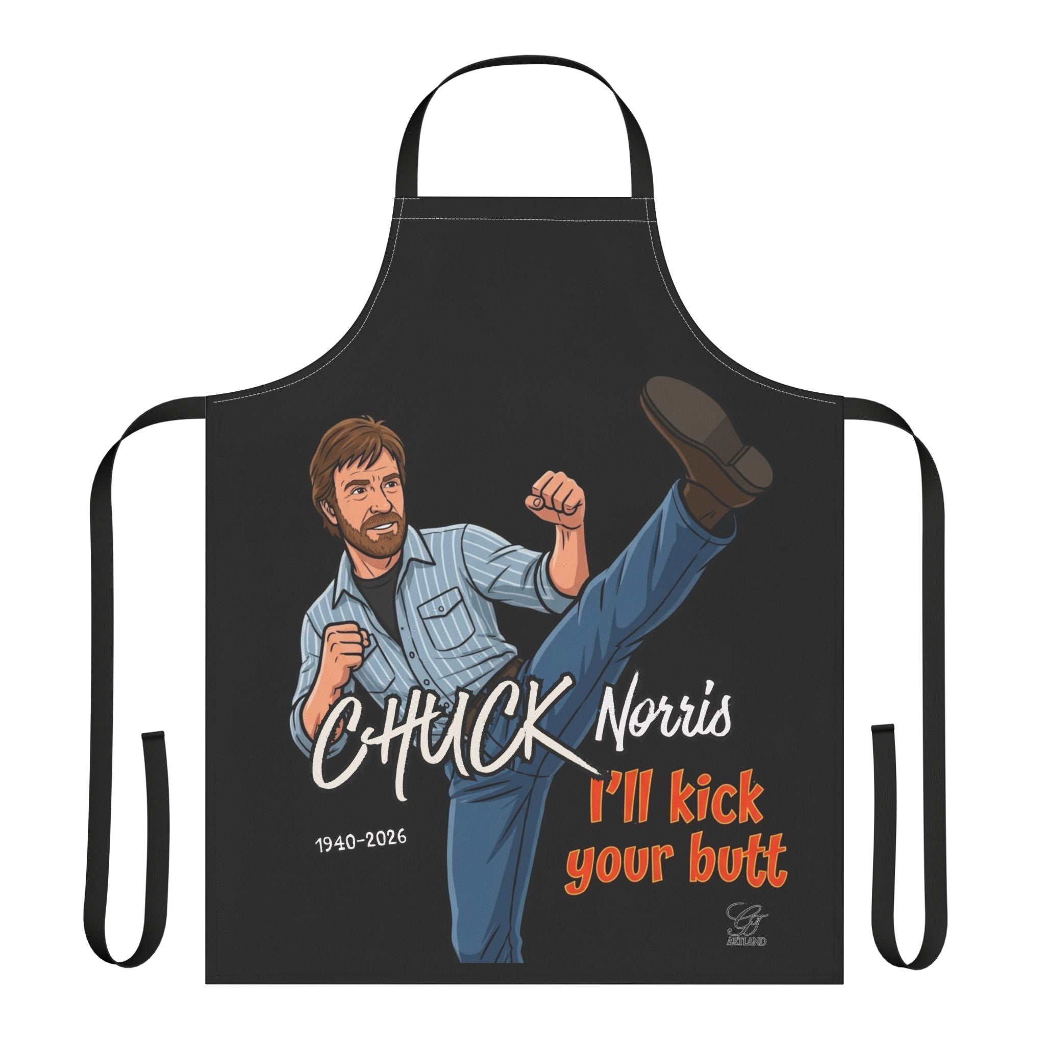 Chuck Norris I'll Kick Your Butt Apron | Humor Cooking Apron by GT Artland